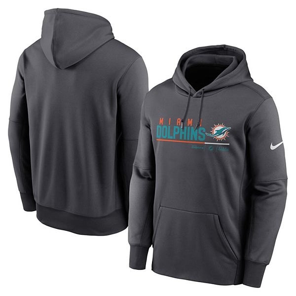 Men's Nike Black Miami Dolphins Color Block Fleece Performance Pullover Hoodie Size: Medium