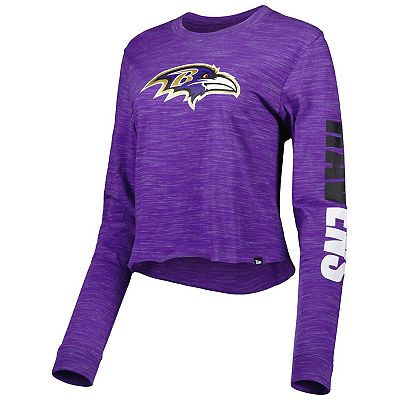 Women s New Era Purple Baltimore Ravens Crop Long Sleeve T Shirt