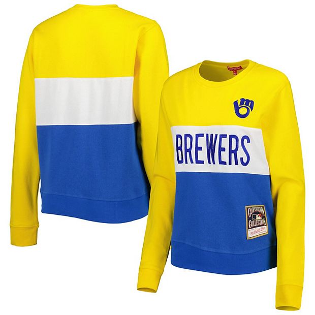 Women's Mitchell & Ness Royal Milwaukee Brewers Color Block 2.0