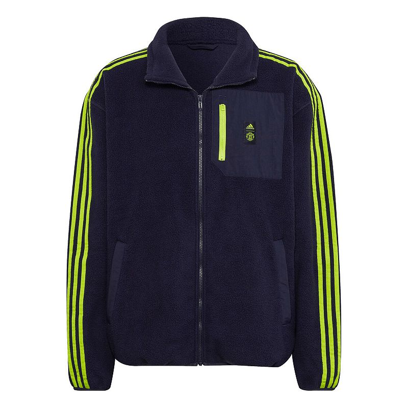 Mens adidas Navy Manchester United Lifestyler Fleece Full-Zip Jacket, Size