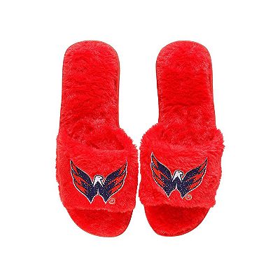 Women's FOCO Red Washington Capitals Rhinestone Fuzzy Slippers