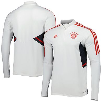 Men's adidas White Bayern Munich Team Training AEROREADY Quarter-Zip Top