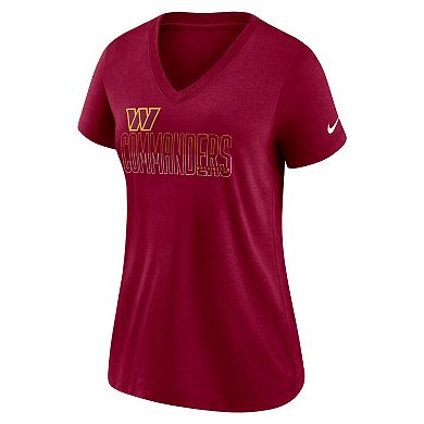 Women's Nike Heathered Burgundy Washington Commanders Lock Up Tri-Blend V-Neck T-Shirt