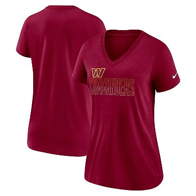 Women's Nike Heathered Burgundy Washington Commanders Lock Up Tri-Blend V-Neck T-Shirt