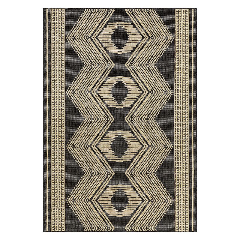 nuLoom Ranya Tribal Indoor/Outdoor Area Rug, Black, 8X10 Ft