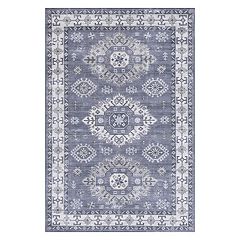 nuLOOM nelle Tribal Machine Washable Indoor Outdoor Area Rug, Blue, 6x9 ft