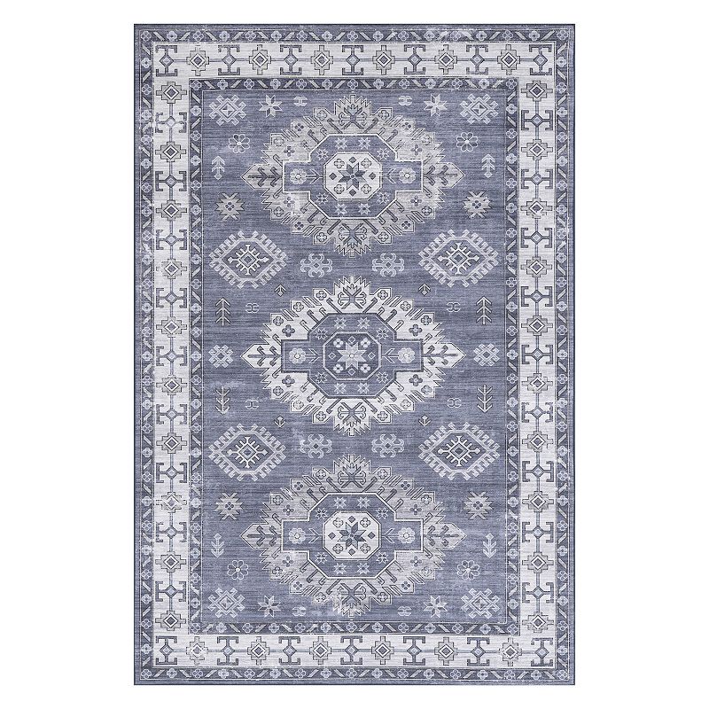 nuLoom Frida Persian Medallion Machine Washable Indoor/Outdoor Area Rug, Blue, 8X10 Ft