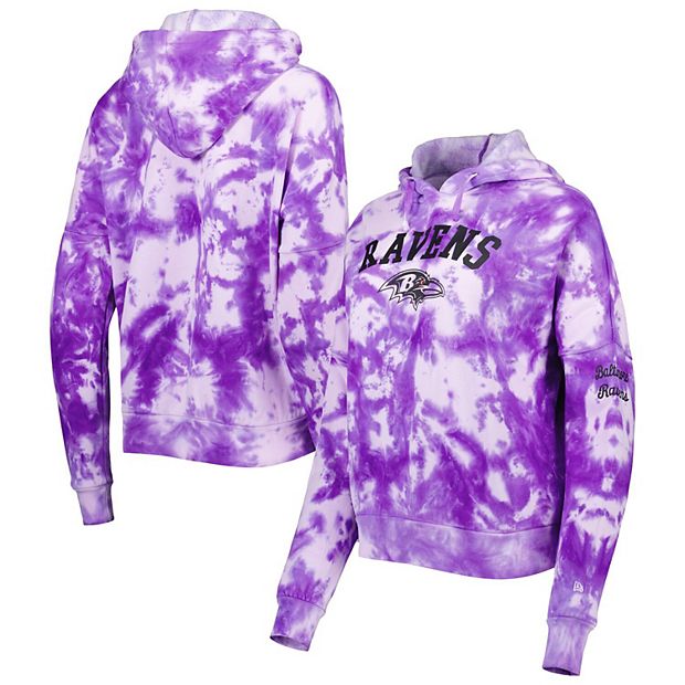 Women's New Era Purple Baltimore Ravens Cloud Dye Fleece Pullover Hoodie