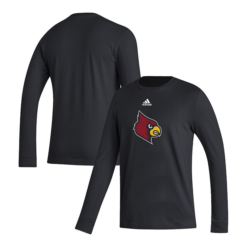Mens adidas Black Louisville Cardinals Locker Logo Fresh Long Sleeve T-Shi