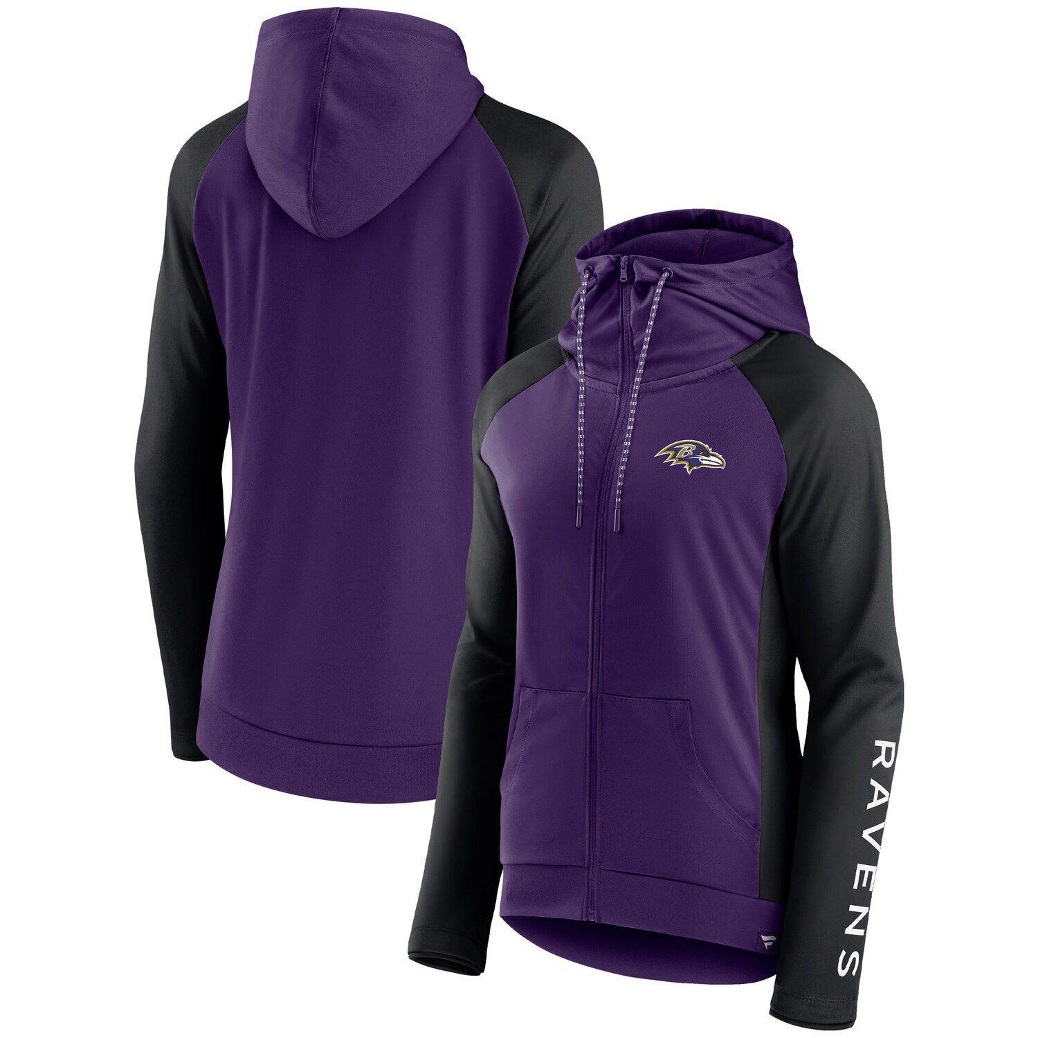 Men's New Era Purple/Black Baltimore Ravens Big & Tall Current Team  Colorblock Fleece Raglan Pullover Hoodie