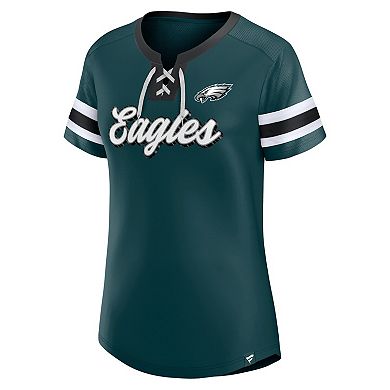 Women's Fanatics Branded Midnight Green Philadelphia Eagles Original State Lace-Up T-Shirt