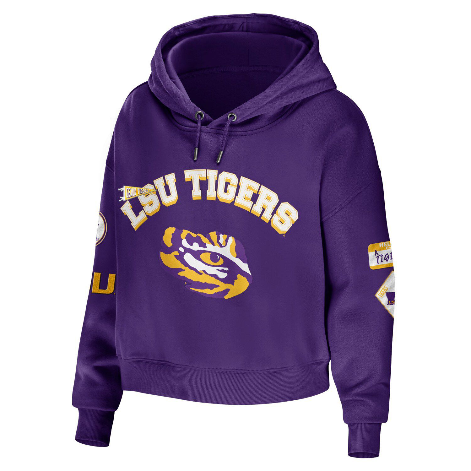 LSU Tigers Women's Cropped Campus Hoodie | Soft Burnout Fleece | Officially Licensed NCAA Gear - View #9