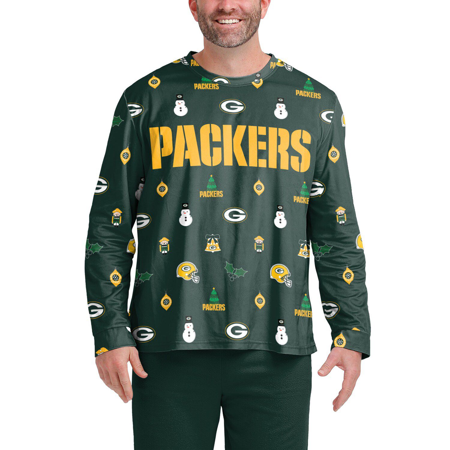 Foco White Green Bay Packers Knitting Pattern Ugly Christmas Sweater