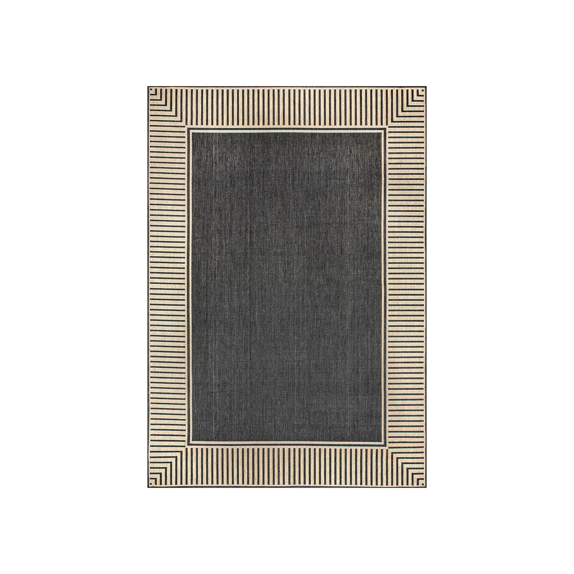Rugs USA Asha Simple Border Indoor/Outdoor Area Rug, Dark Gray