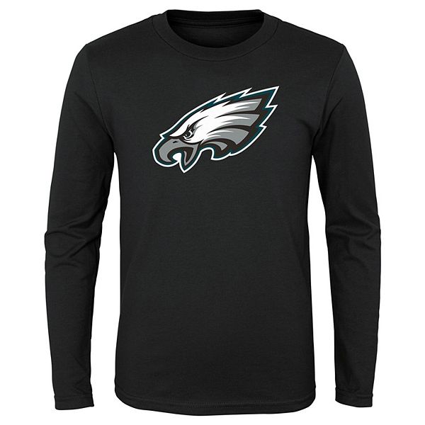 Youth Black Philadelphia Eagles Primary Team Logo Long Sleeve T-Shirt