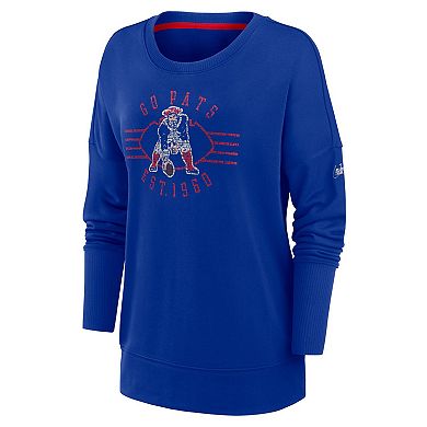 Women's Nike Royal New England Patriots Rewind Playback Icon Performance Pullover Sweatshirt