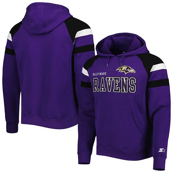 Men's Starter Purple Baltimore Ravens Draft Fleece Raglan Pullover Hoodie