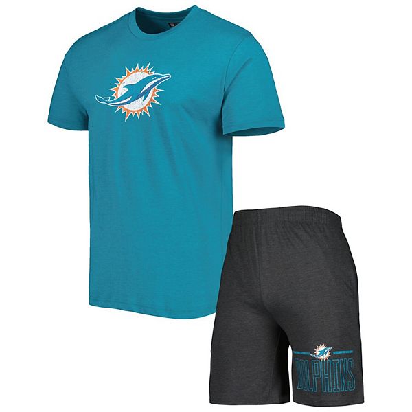 Concepts Sport Aqua/Heather Gray Miami Dolphins Big & Tall T-Shirt & Pajama Pants Sleep Set