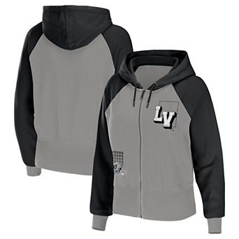 Women's WEAR by Erin Andrews Gray Las Vegas Raiders Colorblock Full-Zip Hoodie