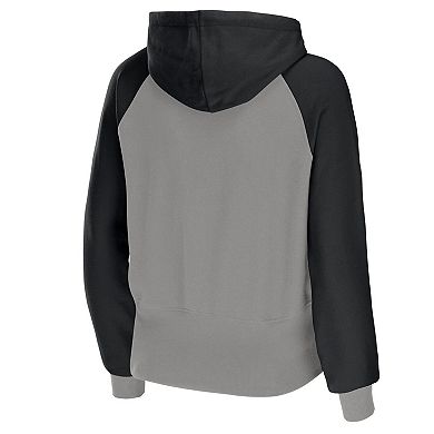 Women's WEAR by Erin Andrews Gray Las Vegas Raiders Colorblock Full-Zip Hoodie