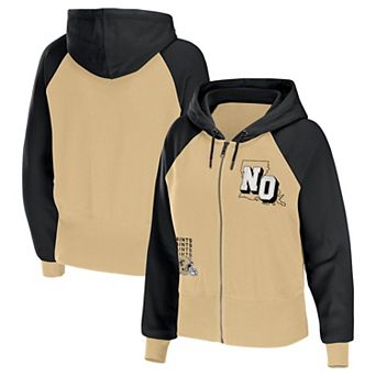 Women's WEAR by Erin Andrews Gold New Orleans Saints Colorblock Full-Zip Hoodie
