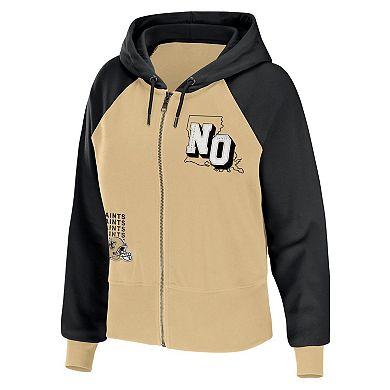 Women's WEAR by Erin Andrews Gold New Orleans Saints Colorblock Full-Zip Hoodie