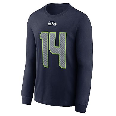 Men's Nike DK Metcalf Navy Seattle Seahawks Player Name & Number Long Sleeve T-Shirt