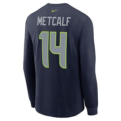 Men's Nike DK Metcalf Navy Seattle Seahawks Player Name & Number Long Sleeve T-Shirt