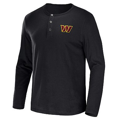 Men's NFL x Darius Rucker Collection by Fanatics Black Washington Commanders Slub Jersey Henley Long Sleeve T-Shirt