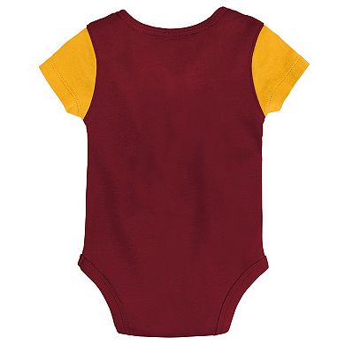 Newborn & Infant Burgundy/Gold Washington Commanders Little Champ Three-Piece Bodysuit Bib & Booties Set