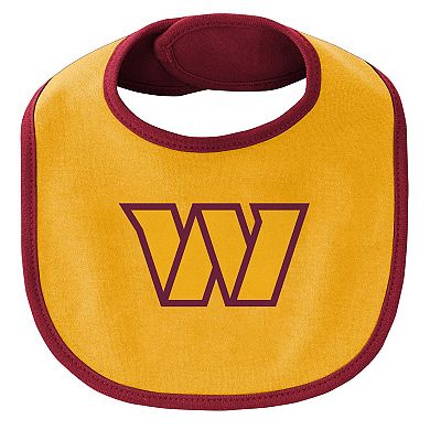 Newborn & Infant Burgundy/Gold Washington Commanders Little Champ Three-Piece Bodysuit Bib & Booties Set