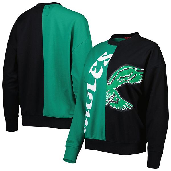 Women's Mitchell & Ness Midnight Green/Black Philadelphia Eagles Big Face Pullover  Sweatshirt