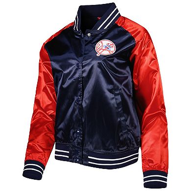 Women's Mitchell & Ness Navy New York Yankees Team 2.0 Satin Raglan Full-Snap Jacket