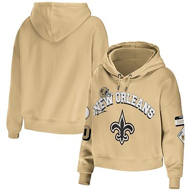 Women's WEAR by Erin Andrews Gold New Orleans Saints Plus Size Modest Cropped Pullover Hoodie