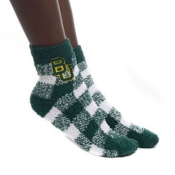 Women's ZooZatz Baylor Bears Fuzzy Buffalo Check Crew Socks