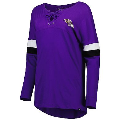 Women's New Era Purple Baltimore Ravens Athletic Varsity Lightweight Lace-Up Long Sleeve T-Shirt