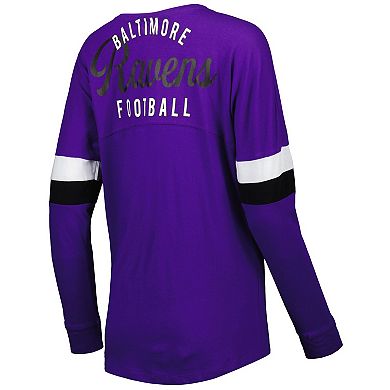 Women's New Era Purple Baltimore Ravens Athletic Varsity Lightweight Lace-Up Long Sleeve T-Shirt