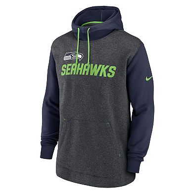 Men's Nike Heathered Charcoal/College Navy Seattle Seahawks Surrey Legacy Pullover Hoodie