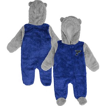 Newborn Blue St. Louis Blues Game Nap Teddy Fleece Bunting Full-Zip Sleeper