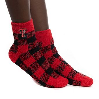 Women's ZooZatz Texas Tech Red Raiders Fuzzy Buffalo Check Crew Socks
