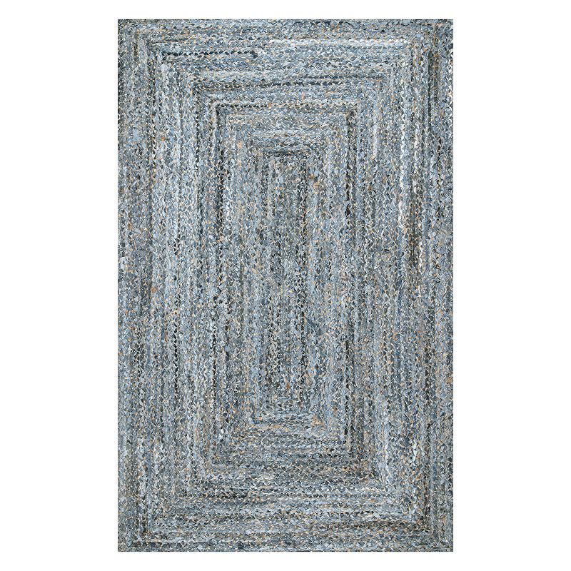 nuLoom Hand Braided Otelia Denim And Jute Area Rug, Blue, 7.5X9.5 Ft