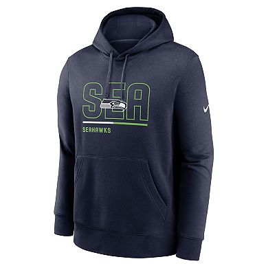 Men's Nike College Navy Seattle Seahawks City Code Club Fleece Pullover Hoodie