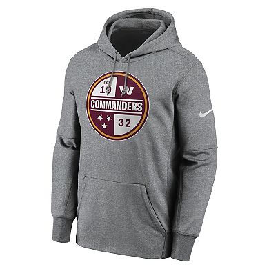Men's Nike Heathered Gray Washington Commanders Performance Pullover Hoodie