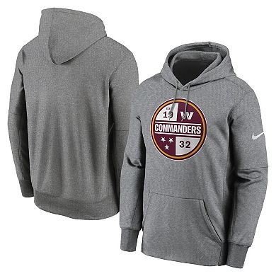 Men's Nike Heathered Gray Washington Commanders Performance Pullover Hoodie