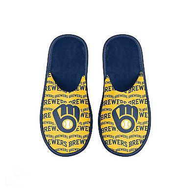Youth FOCO Milwaukee Brewers Scuff Wordmark Slide Slippers