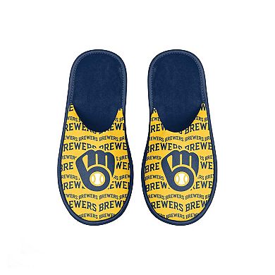 Youth FOCO Milwaukee Brewers Scuff Wordmark Slide Slippers