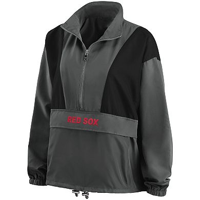 Women's WEAR by Erin Andrews Charcoal Boston Red Sox Packable Half-Zip Jacket