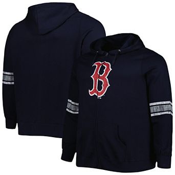 Women's Navy/Heather Gray Boston Red Sox Plus Size Front Logo Full-Zip Hoodie