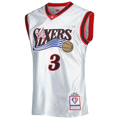 Men's Mitchell & Ness Allen Iverson Platinum Philadelphia 76ers 2000/01 Hardwood Classics 75th Anniversary Swingman Jersey