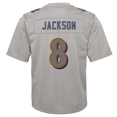 Youth Nike Lamar Jackson Gray Baltimore Ravens Atmosphere Fashion Game Jersey